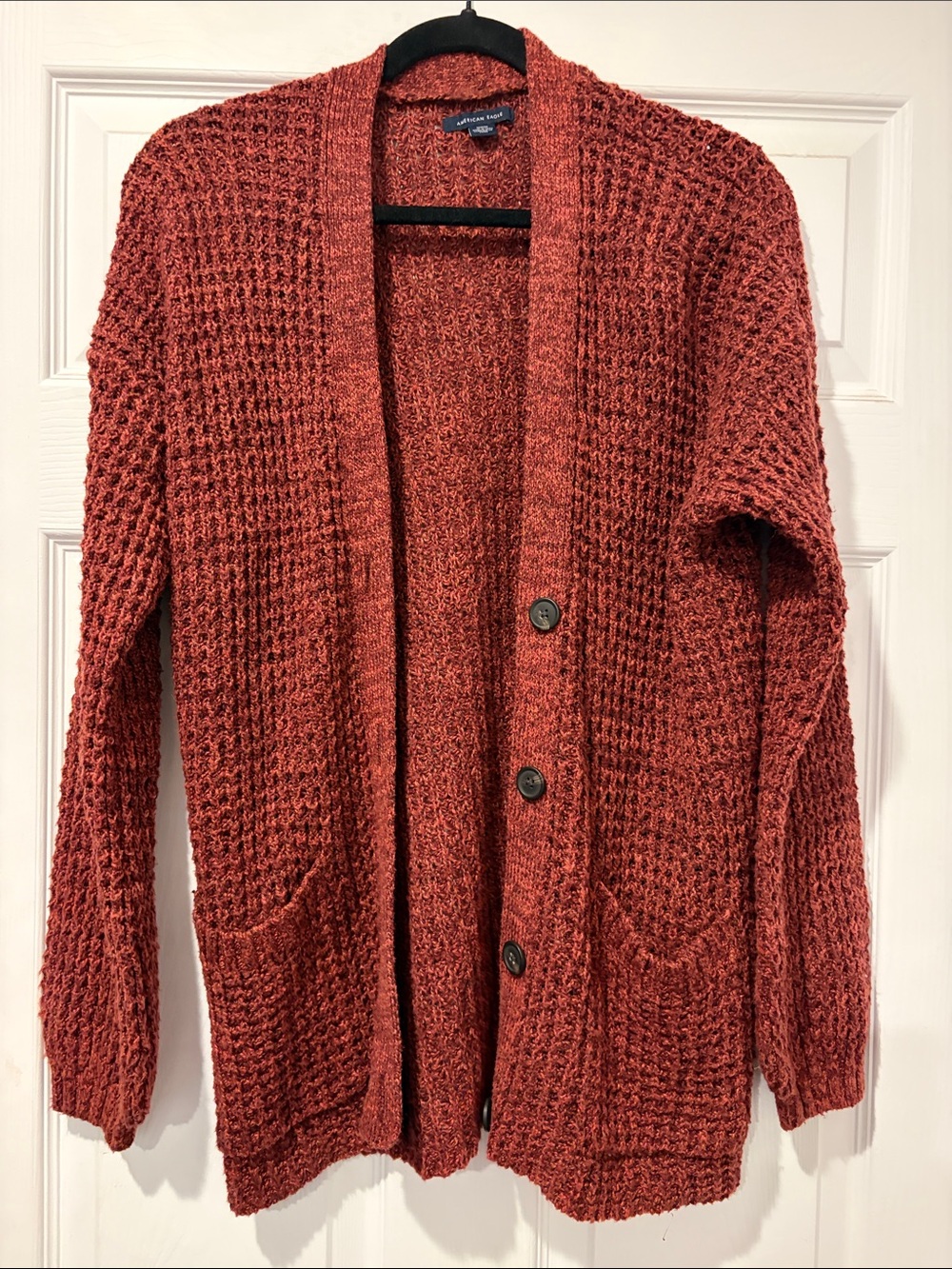 American Eagle Outfitters Rust Orange Chunky Button Cardigan